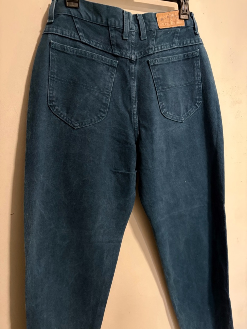 Vintage 90s Lee Riders High Waisted Tapered Leg Teal Green Denim Jeans Size 12 P